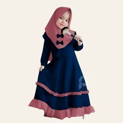 বেবি বোরকা হিজাব সেট — কালো নীল | Dubai Cherry | বয়স ২–১২